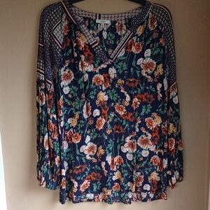 Jodifl Boho Floral Peasant Style Long Sleeve Top Size M